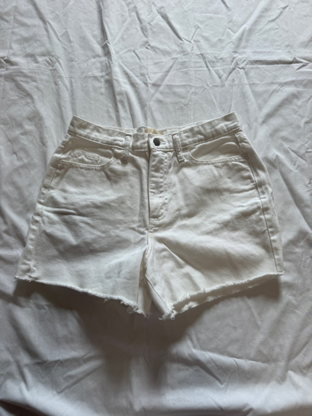 Universal Thread White High-Rise Frayed Hem Jean Shorts